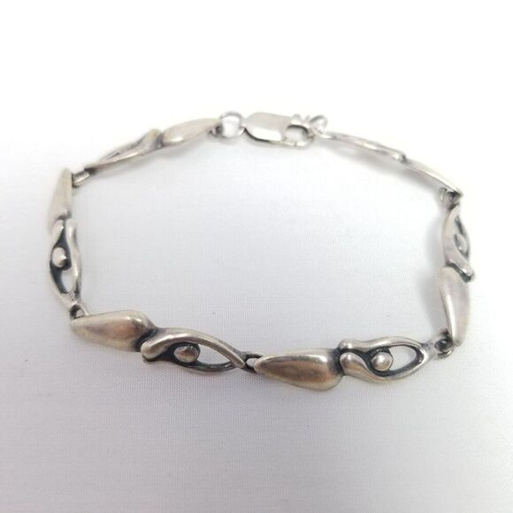 Vintage Sterling Silver Women Form Bracelet, Artist Signed, 7 Inches Long Estate - Picture 8 of 9